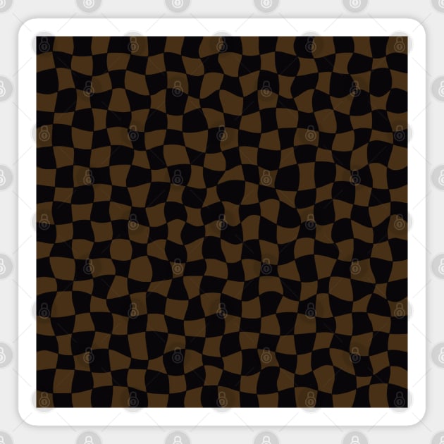 Warped Checkerboard, Black and Brown Magnet by Niemand